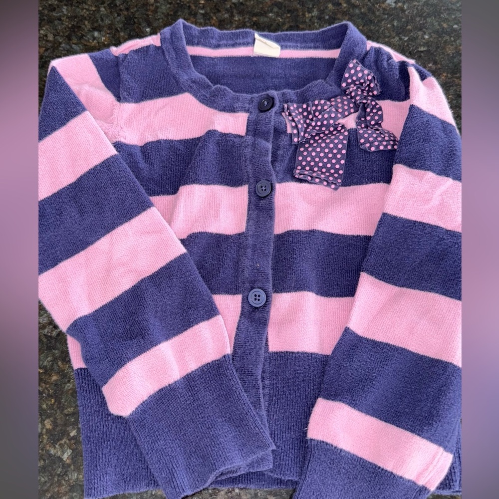 Old Navy Pink and Purple Striped Kids Sweater